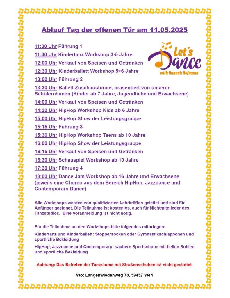 Ablauf Tag der offenen Tür am 11.05.2025